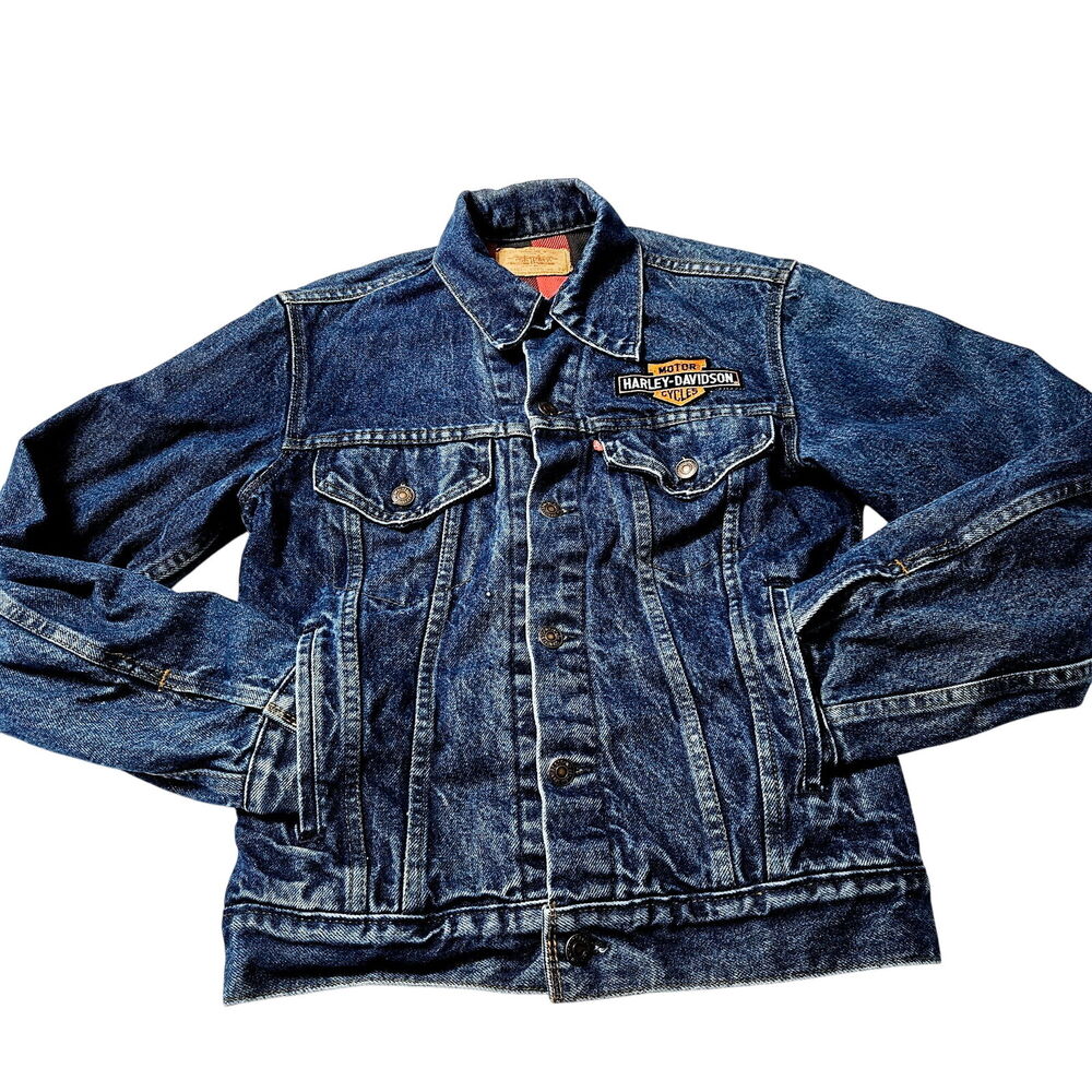 Vintage Levi Straus Womens Jean Jacket Blue Size 34 Cotton Lined Buttons Pockets